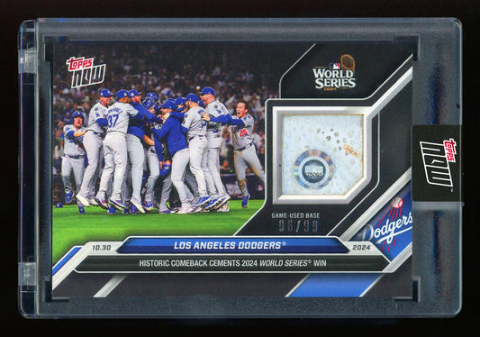2024 Topps Now Dodgers World Series Win Game Used Base Relic #96/99 Black Parallel