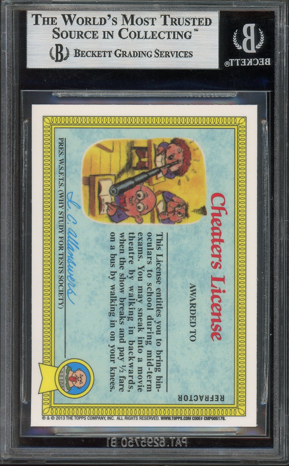 2013 Garbage Pail Kids Chrome Series 1 Refractors #8A Adam Bomb BGS 9 MINT