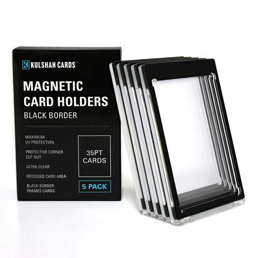 Black Border One Touch Magnetic Holder with UV Protection for 35PT Cards - 5 Pack