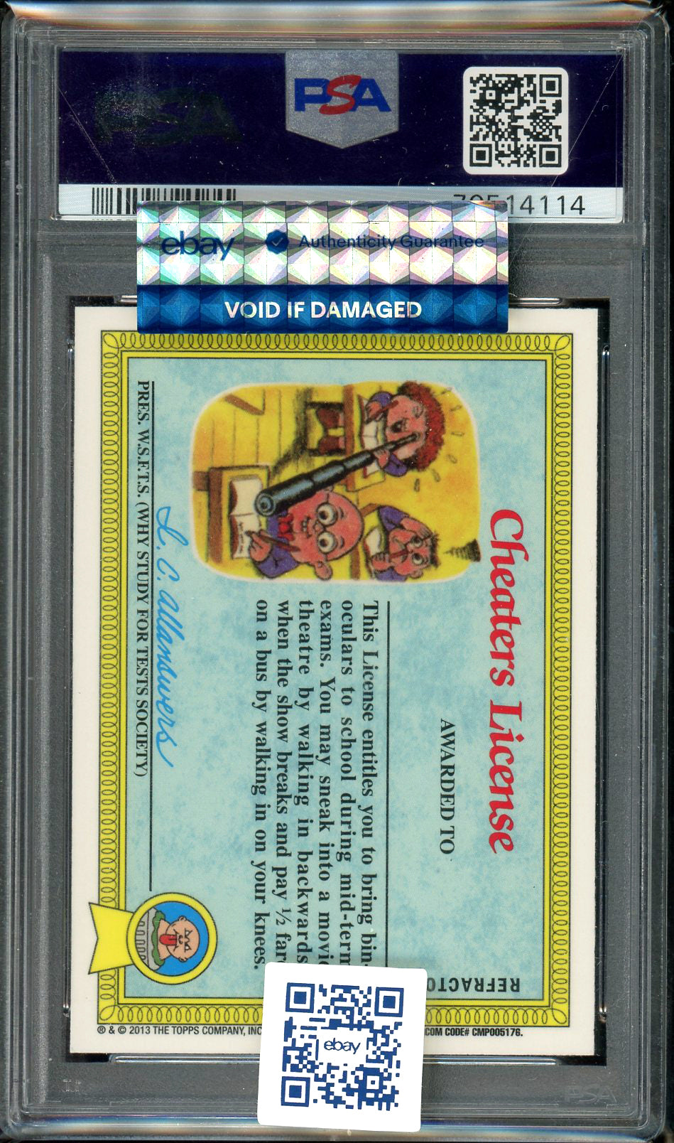 2013 Garbage Pail Kids Chrome Adam Bomb #8a Atomic Refractor PSA 10 GEM MT