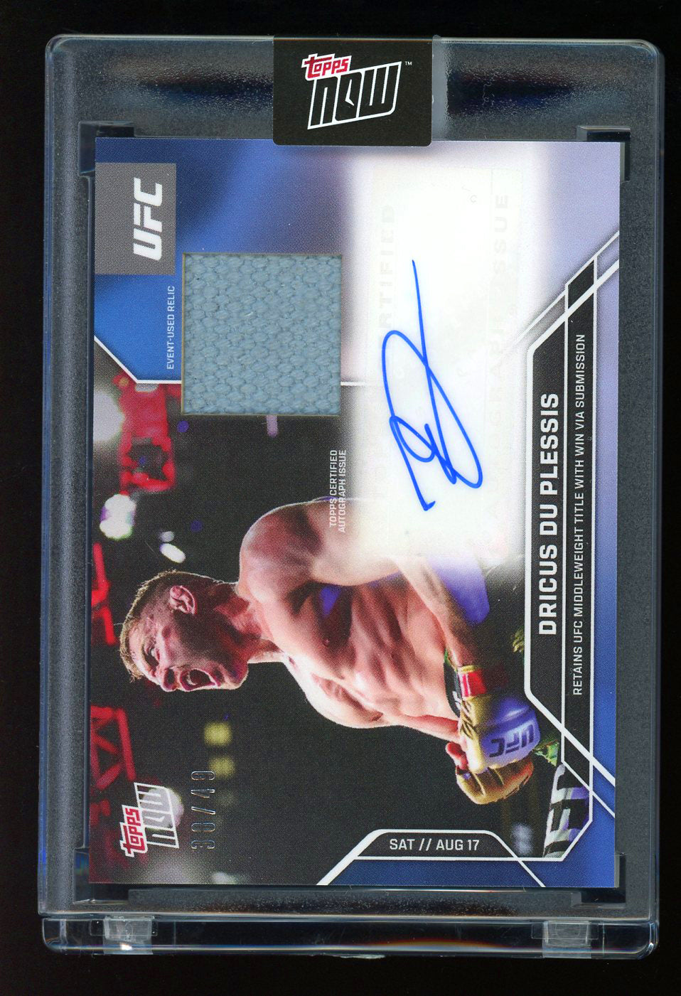 Dricus Du Plessis - 2024 Topps Now Card 18A Auto Relic /49