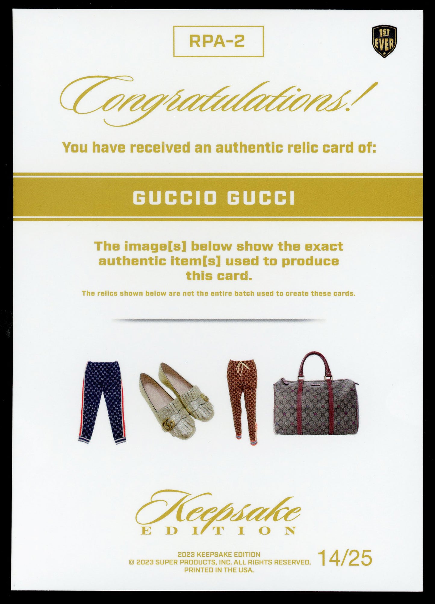 2023 Keepsake Edition Gucci Jumbo 5x7 Laser Signapatch 14/25