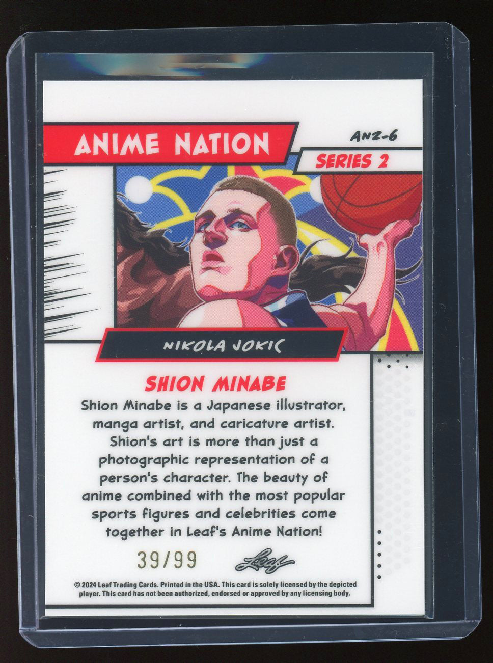 2024 Leaf Anime Nation Series 2 Nikola Jokic Silver Parallel Shion Minabe 39/99