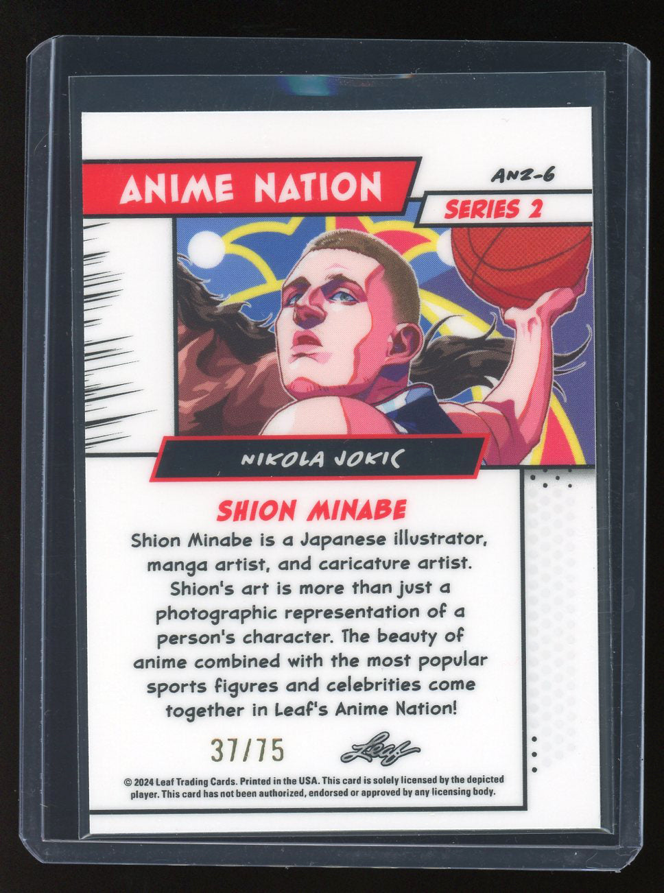 2024 Leaf Anime Nation Series 2 Nikola Jokic Blue Parallel Shion Minabe /75