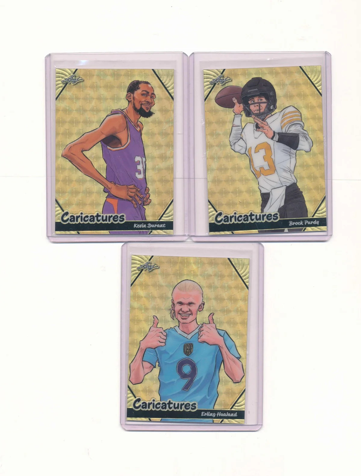 2024 Leaf Caricature Trio Factory Sealed Pack (Brock Purdy, Erling Haaland, Kevin Durant)