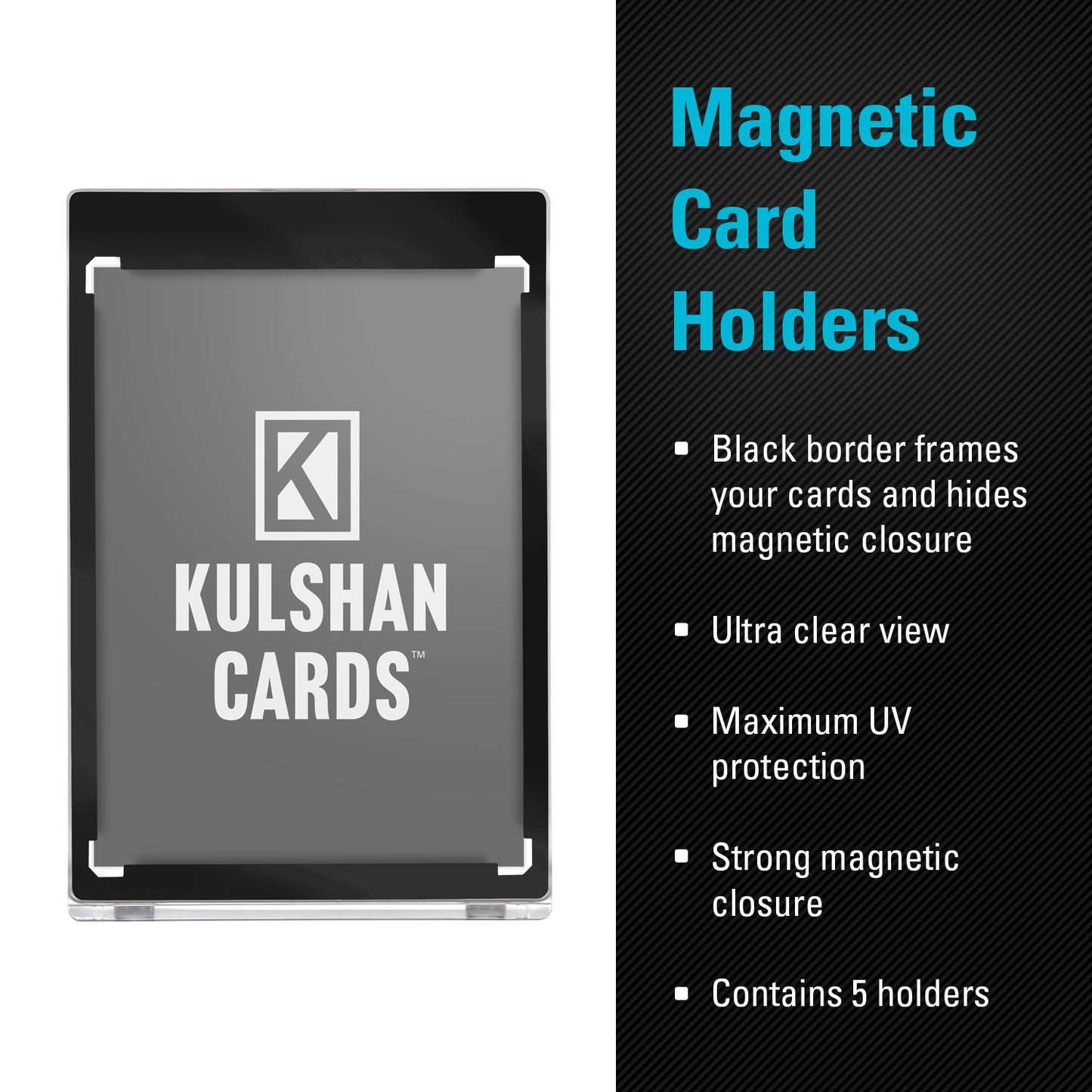 Black Border One Touch Magnetic Holder with UV Protection for 35PT Cards - 5 Pack