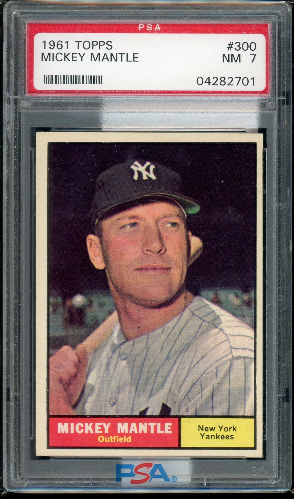 1961 Topps #300 Mickey Mantle New York Yankees PSA 7 NM