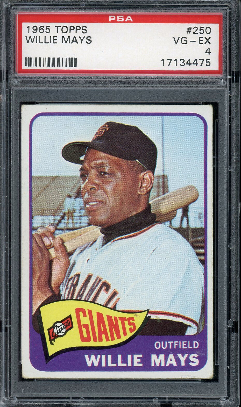 1965 Topps #250 Willie Mays San Francisco Giants PSA 4 VG-EX