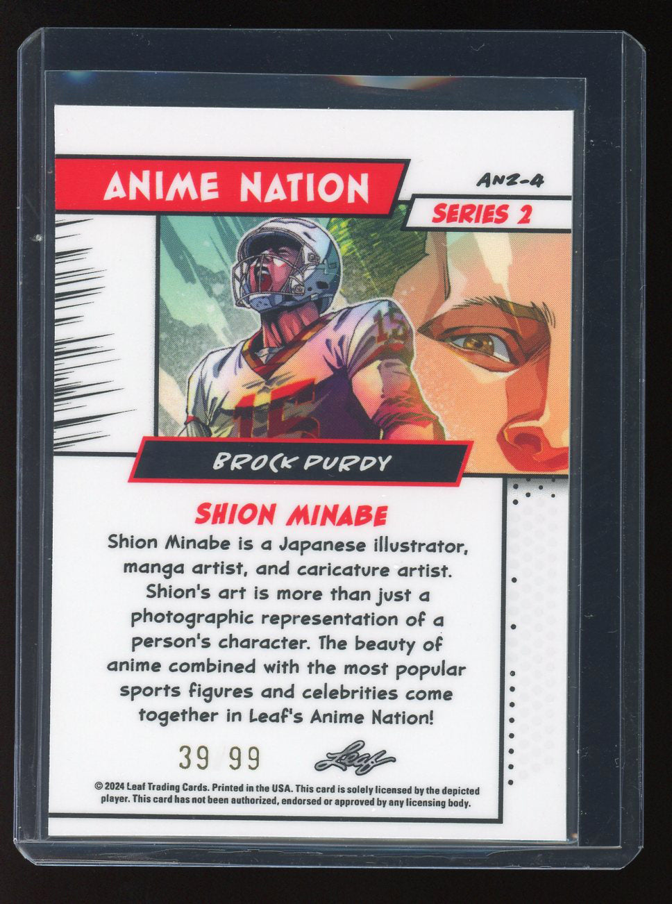 2024 Leaf Anime Nation Series 2 Brock Purdy Silver Parallel Shion Minabe 39/99