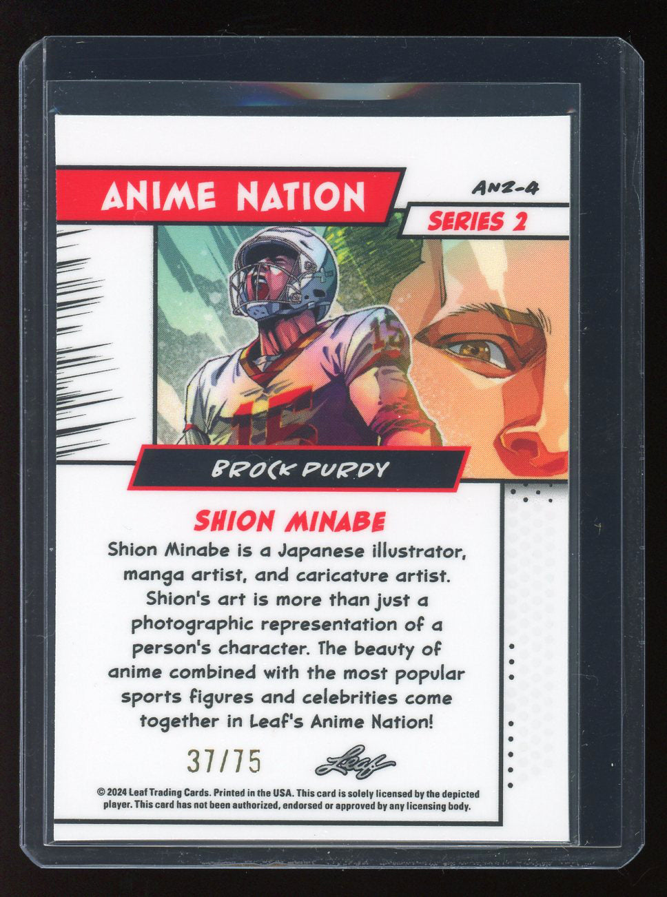 2024 Leaf Anime Nation Series 2 Brock Purdy Blue Parallel Shion Minabe /75