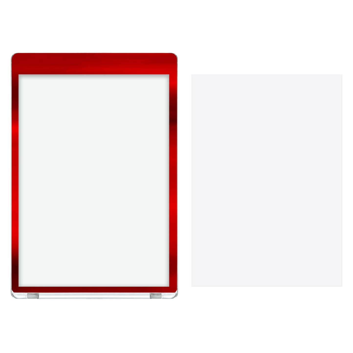 Metallic Red Border One Touch Magnetic Card Holder with Inner Sleeve for 35-55PT Cards - 5 Pack