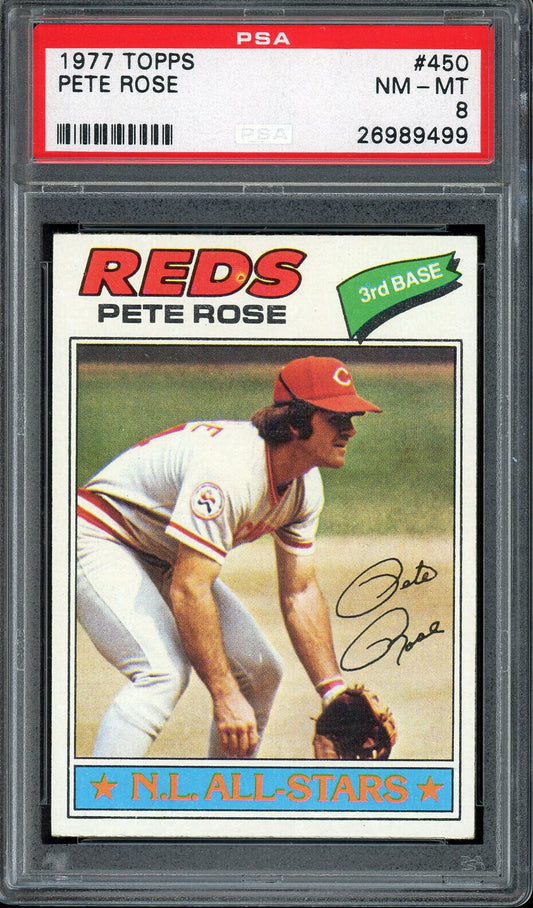 1977 Topps #450 Pete Rose Cincinnati Reds PSA 8 NM-MT