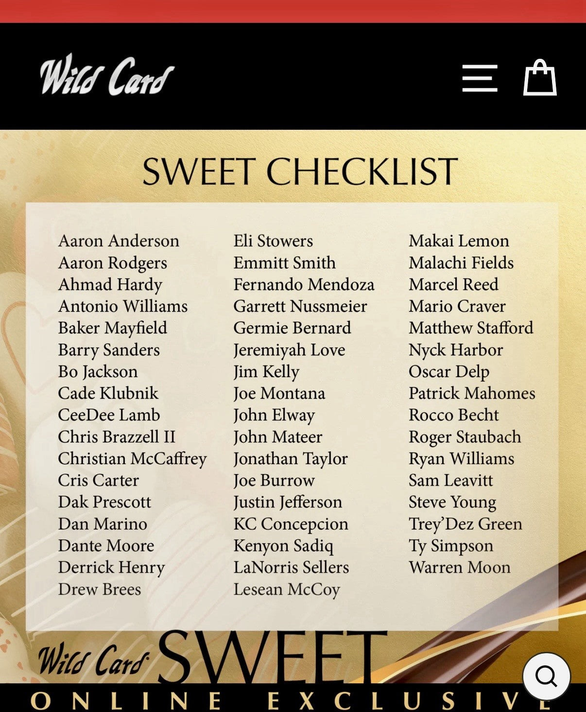 2026 Wild Card Sweet NFL Football Factory Sealed Box