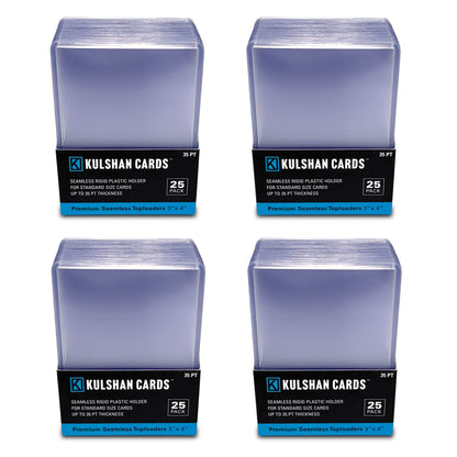 Kulshan Cards Premium Seamless Toploaders for 35PT Cards - 100 Count
