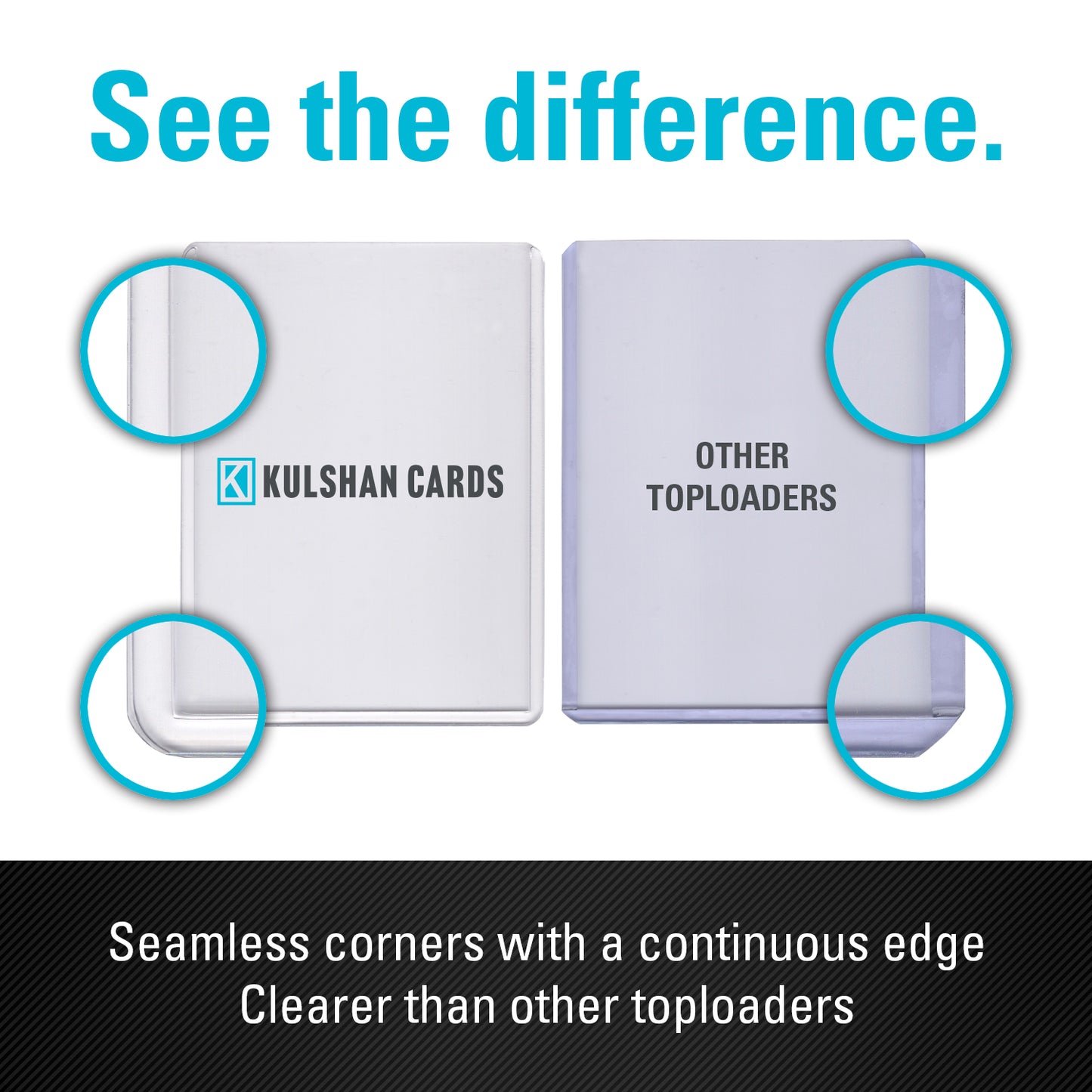 Kulshan Cards Premium Seamless Toploaders for 35PT Cards - 25 Count