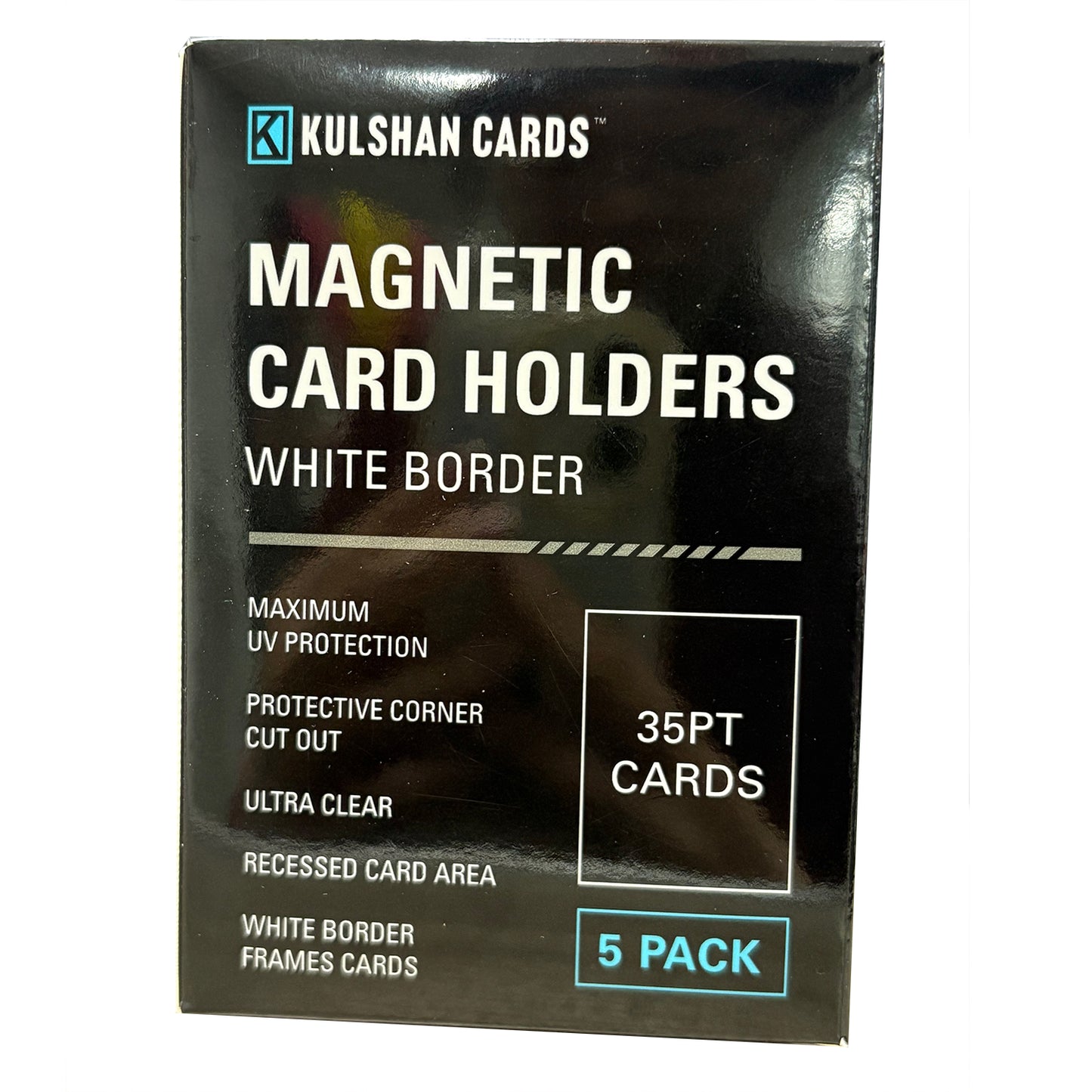 White Border One Touch Magnetic Holder with UV Protection for 35PT Cards - 5 Pack
