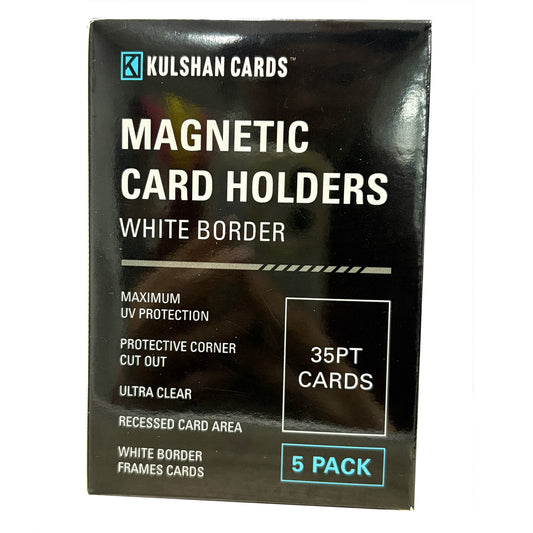 White Border One Touch Magnetic Holder with UV Protection for 35PT Cards - 5 Pack